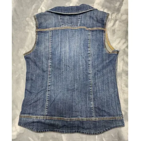 Carhartt Vest Womens M Blue Sleeveless Stretch Denim Jacket Grunge Outdoors Y2K - Picture 3 of 9